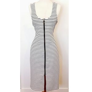 Almost Famous Black & White Stripped Midi Dress